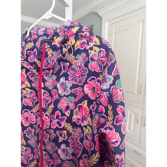 NWOT Simply Southern Floral Butterfly Print Zip Rain Jacket Windbreaker Large - Picture 5 of 7